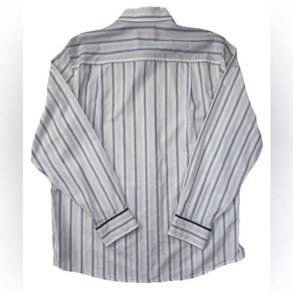 Tommy Bahama Jeans Flip Cuff Striped Button Up Shirt Men L Blue White Beach Camp - Picture 4 of 9